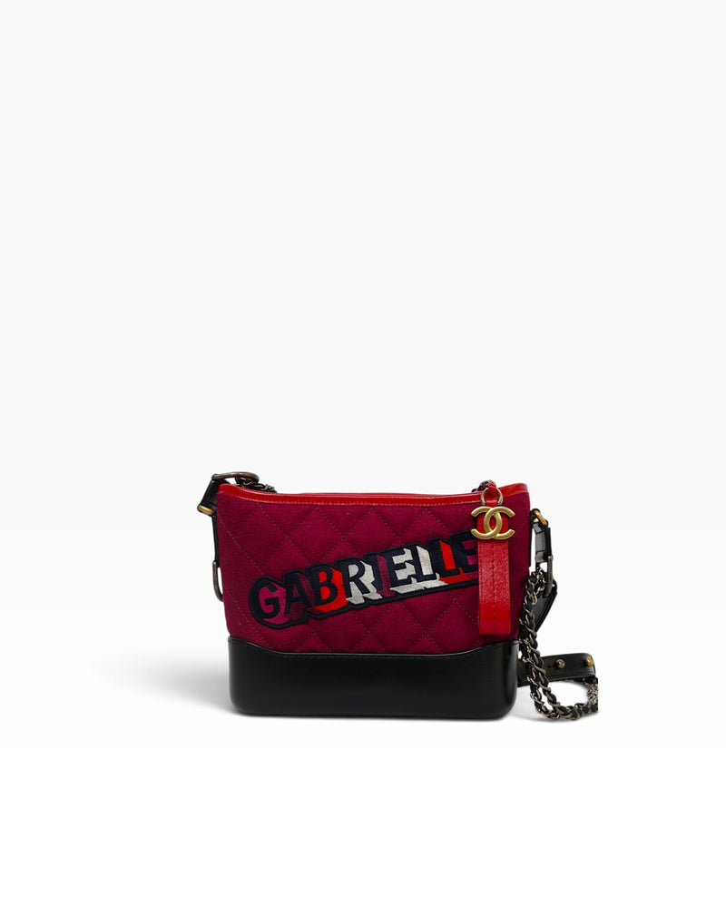 Chanel Wool Calfskin Quilted Gabrielle Hobo Bag