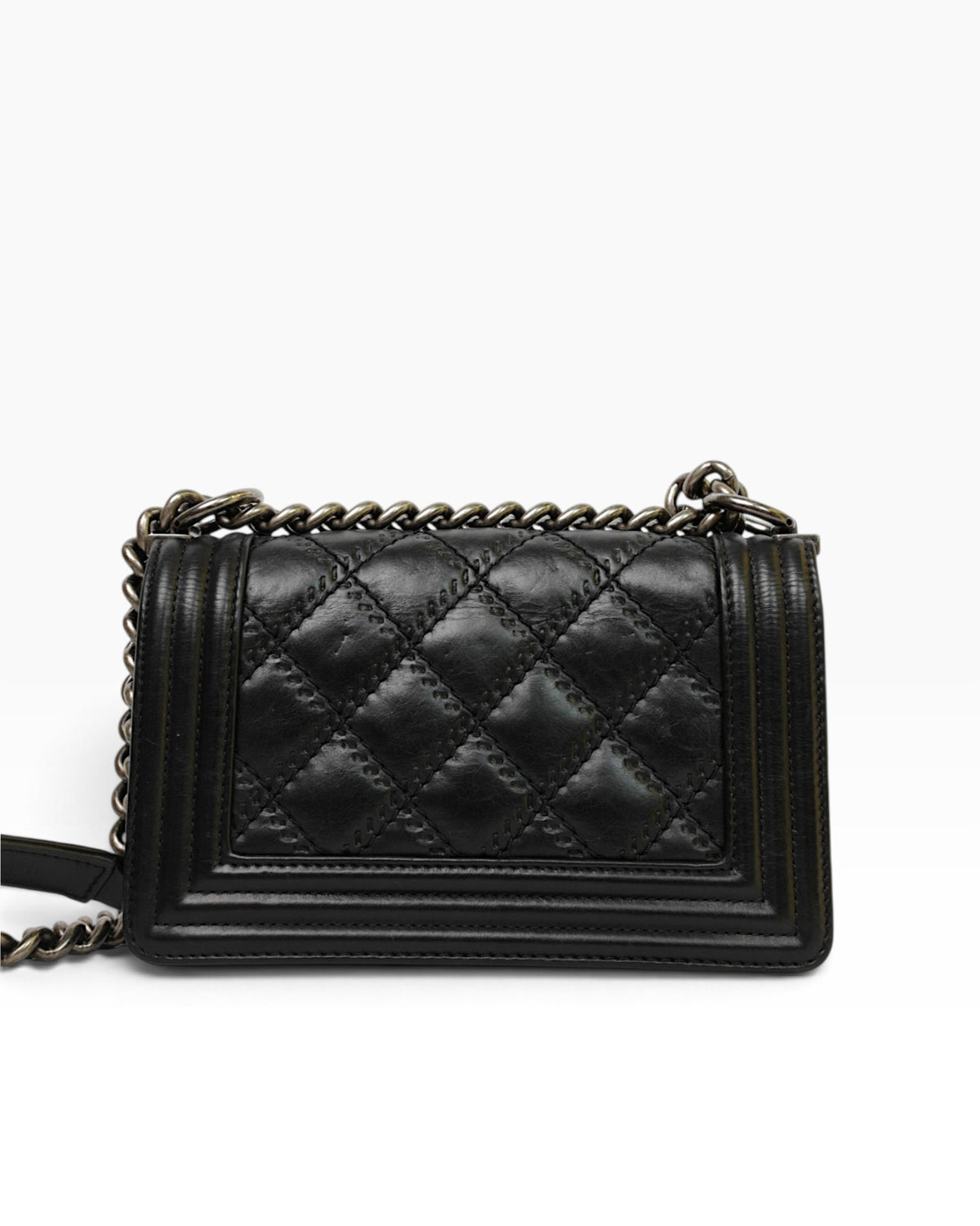 Chanel Black Quilted Calfskin Medium Double Stitch Boy Bag
