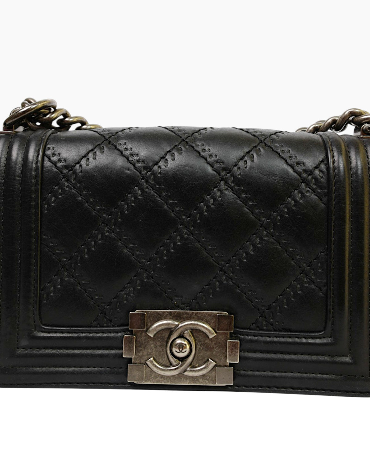 Chanel Black Quilted Calfskin Medium Double Stitch Boy Bag
