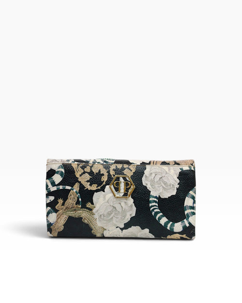 Philipp Plein skull envelope clutch, three-quarter view