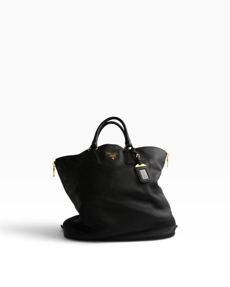 Prada Black Vitello Daino Leather Tote