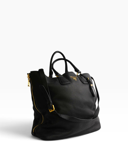 Prada Black Vitello Daino Leather Tote