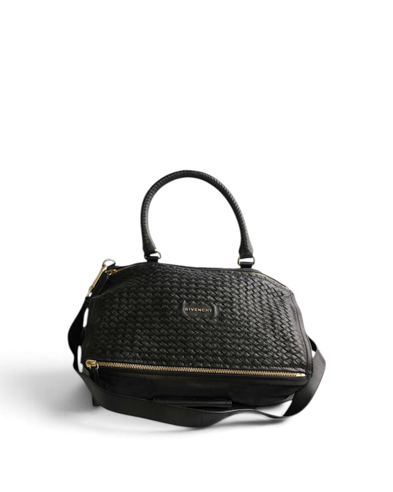 Givenchy Large Black Woven Leather Pandora Bag