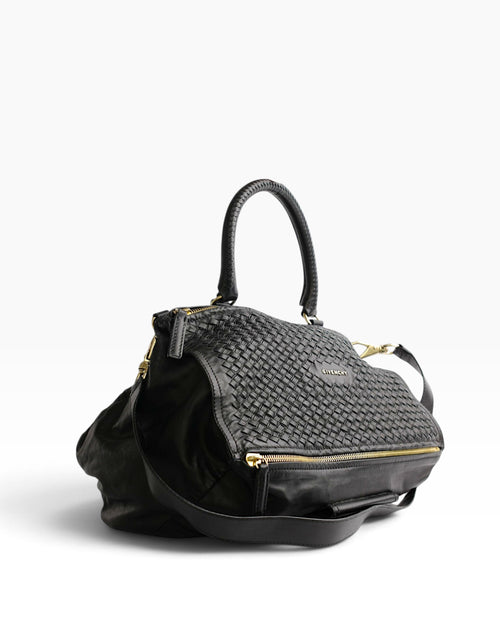 Givenchy Large Black Woven Leather Pandora Bag