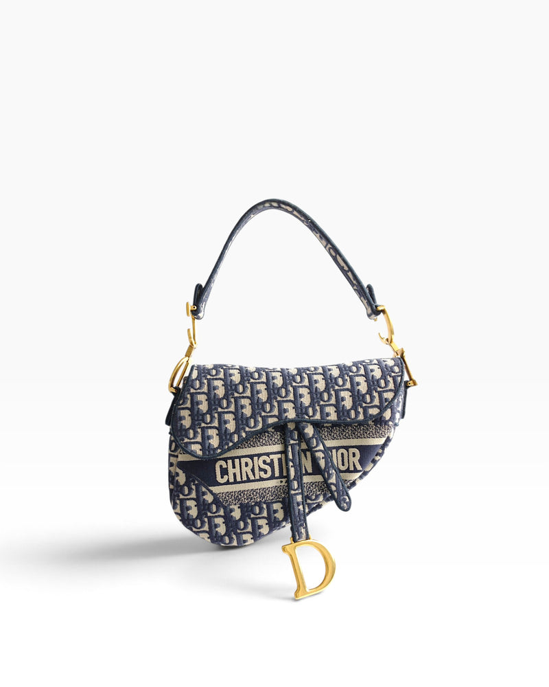 Christian Dior Oblique Embroidered Canvas Saddle Bag