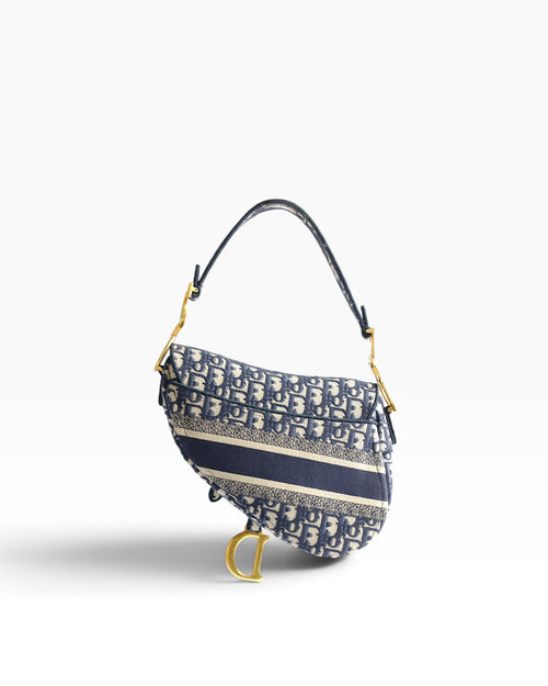 Christian Dior Oblique Embroidered Canvas Saddle Bag